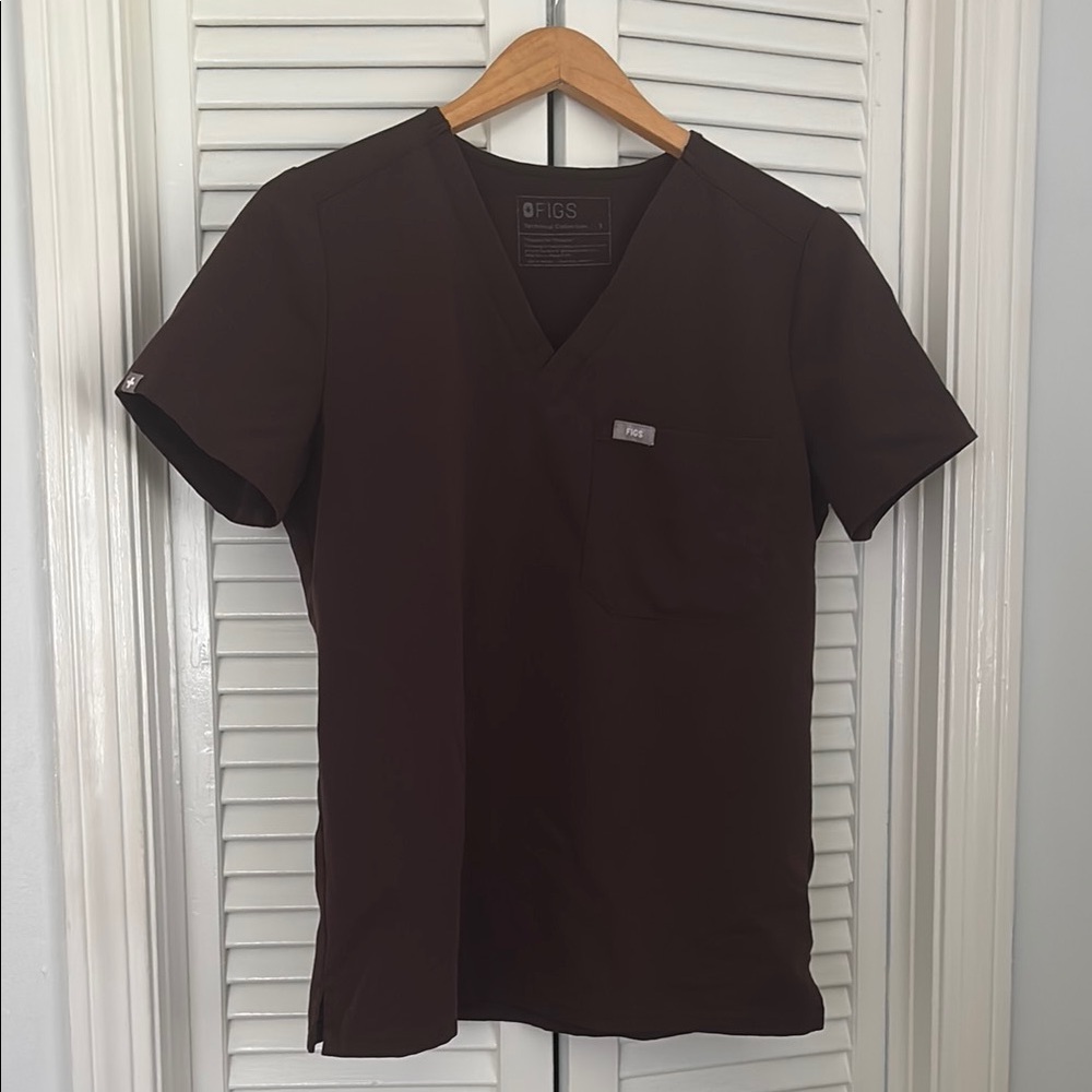 Figs Espresso Brown Catarina Scrub Top